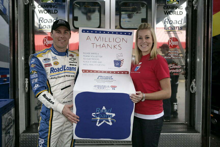 NASCAR driver Kevin Harvick and Shauna Fleming at Auto Club Speedway in Fontana, CA at the NASCAR Sprint Cup Series race