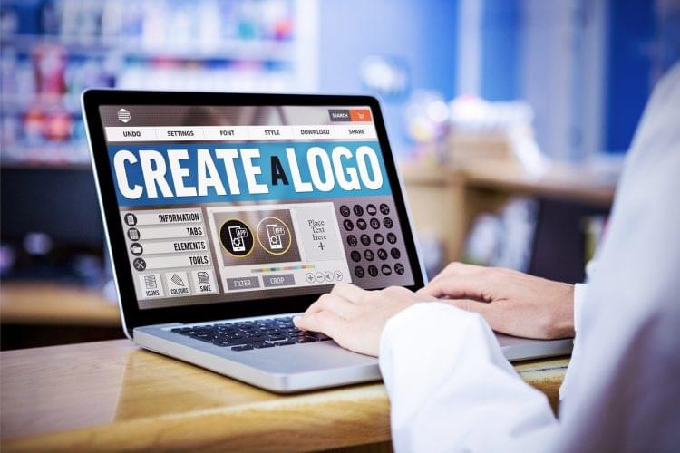Composite image of webpage for create a logo