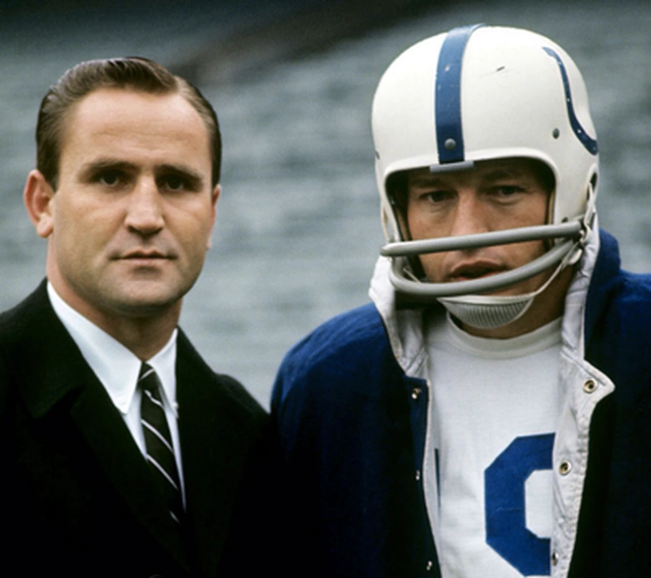 Johnny Unitas with Colts coach Don Shula. Photo credit Penn Live