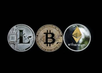 Litecoin, Bitcoin, and Ethereum Crypto Assets.