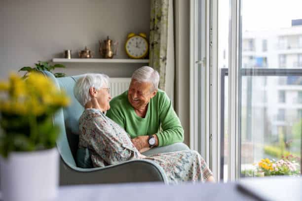 Happy senior couple at home