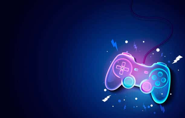 Vector Illustration Neon Future Game Pad Background.