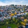 A neighborhood along Lake Washington in Seattle. A fall day in the Pacific Northwest.