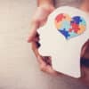 puzzle jigsaw heart on brain, mental health concept, world autism awareness day