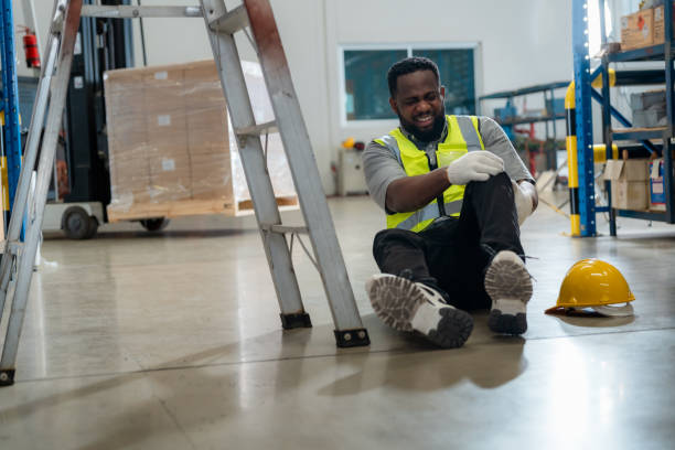 An African worker had an accident while working in a warehouse.